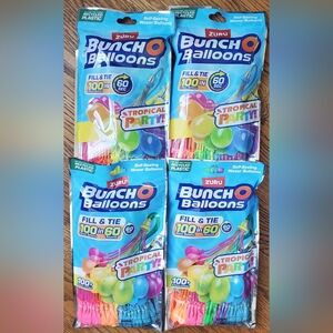 4 Packs Zuru‎ Buncho Balloons 100+ Water Balloons Tropical Party Colors - 400+